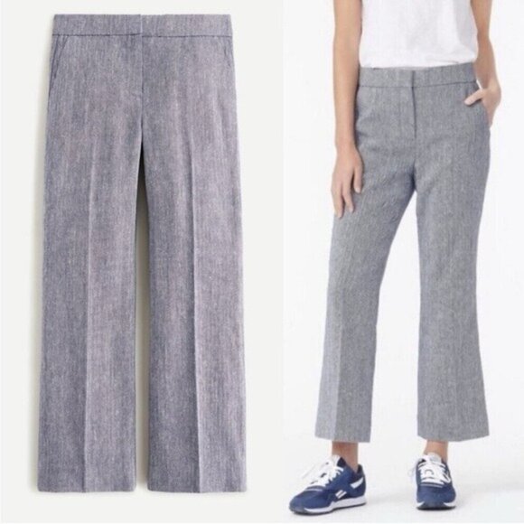 J Crew Hayden Fit Blue Tweed Pant In Italian Cotton Linen Sz 10 NEW NWT ankle - Picture 1 of 14